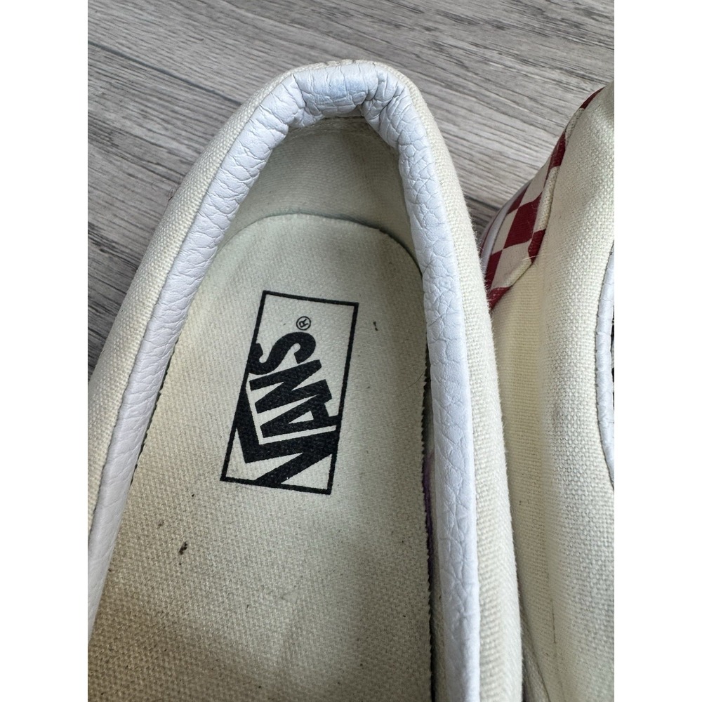 VANS Classic Slip-On Checkerboard Red & White Skate Shoes Mens 7.5 Womens 9 - Picture 7 of 10